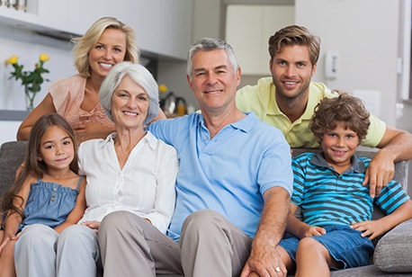 Three generations of family with healthy smiles thanks to dental care