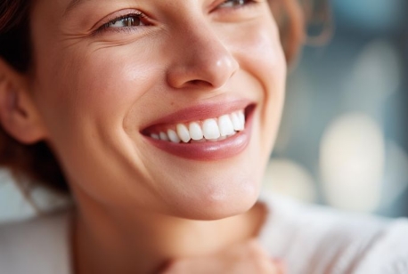 Lady shows inflamed gums