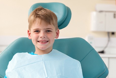 Smiling child during dental checkup