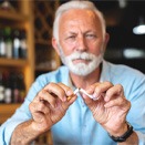 a man breaking a cigarette for dental implant care