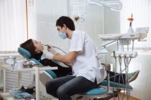 Woman at dentist for full mouth reconstruction